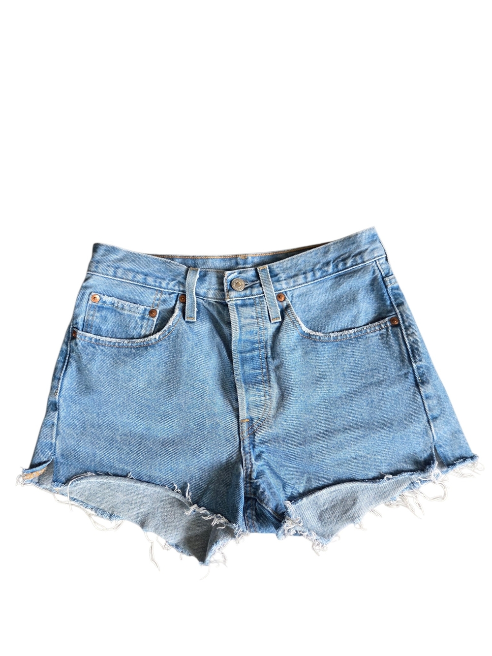 Levi's 501 Light Wash Raw Hem Jean Shorts 26